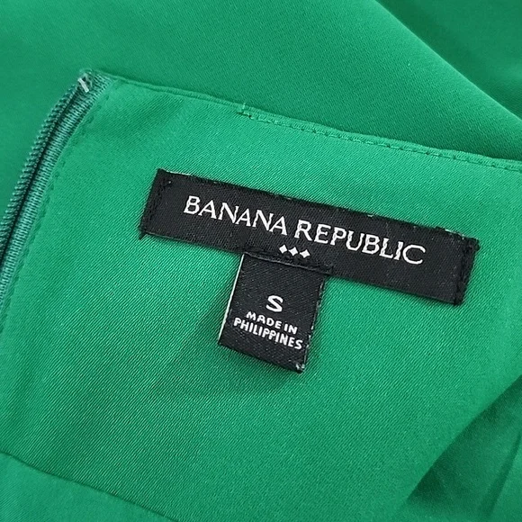 Banana Republic Green Sheath Dress With Bishop Sleeves Size S - Picture 9 of 11